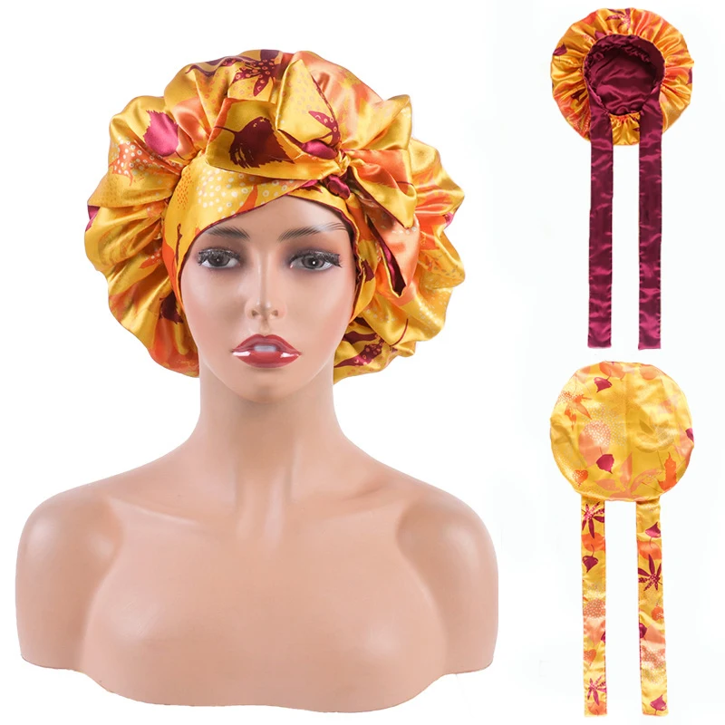 African Pattern Print Satin Bonnet Women Double Layer Long Ribbon Night Sleep Cap Extra Large Wide Stretchy Band Adjuestable Hat
African Pattern Print Satin Bonnet Women Double Layer Long Ribbon Night Sleep Cap Extra Large Wide Stretchy Band Adjuestable Hat