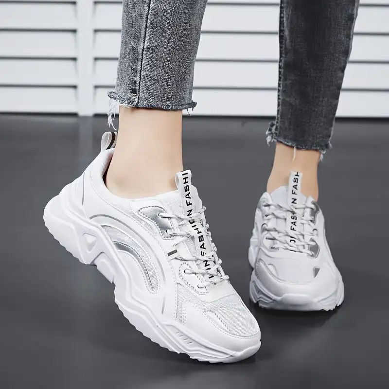 Women's Letter Tape Decor Lace-up Casual Sneakers, Thick Sole Sports Running Shoes, Breathable Low Top Daddy Shoes
Women's Letter Tape Decor Lace-up Casual Sneakers, Thick Sole Sports Running Shoes, Breathable Low Top Daddy Shoes