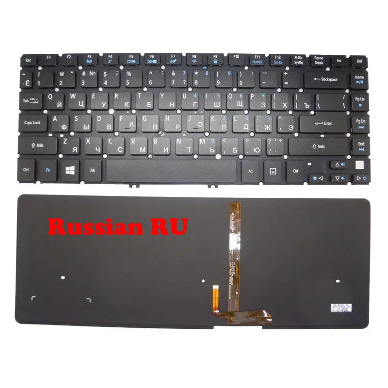 

Russian RU Backlit Keyboard For ACER For Aspire M5-481 V5-431 V5-471 MS2360 NSK-R2HBW 0R 9Z.N8DBW.H0R NK.I1417.05Z MP-11F7