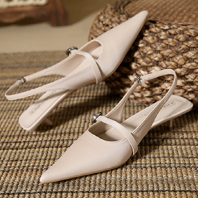Luxury Rhinestone Buckle Women Sandals Fashion Pointed Toe Back Strap Slide Sandals Simple Comfortable Soft Leather Dress Shoes 26 S4ba275e9cc274c2092b5cee2fb8ebac3d