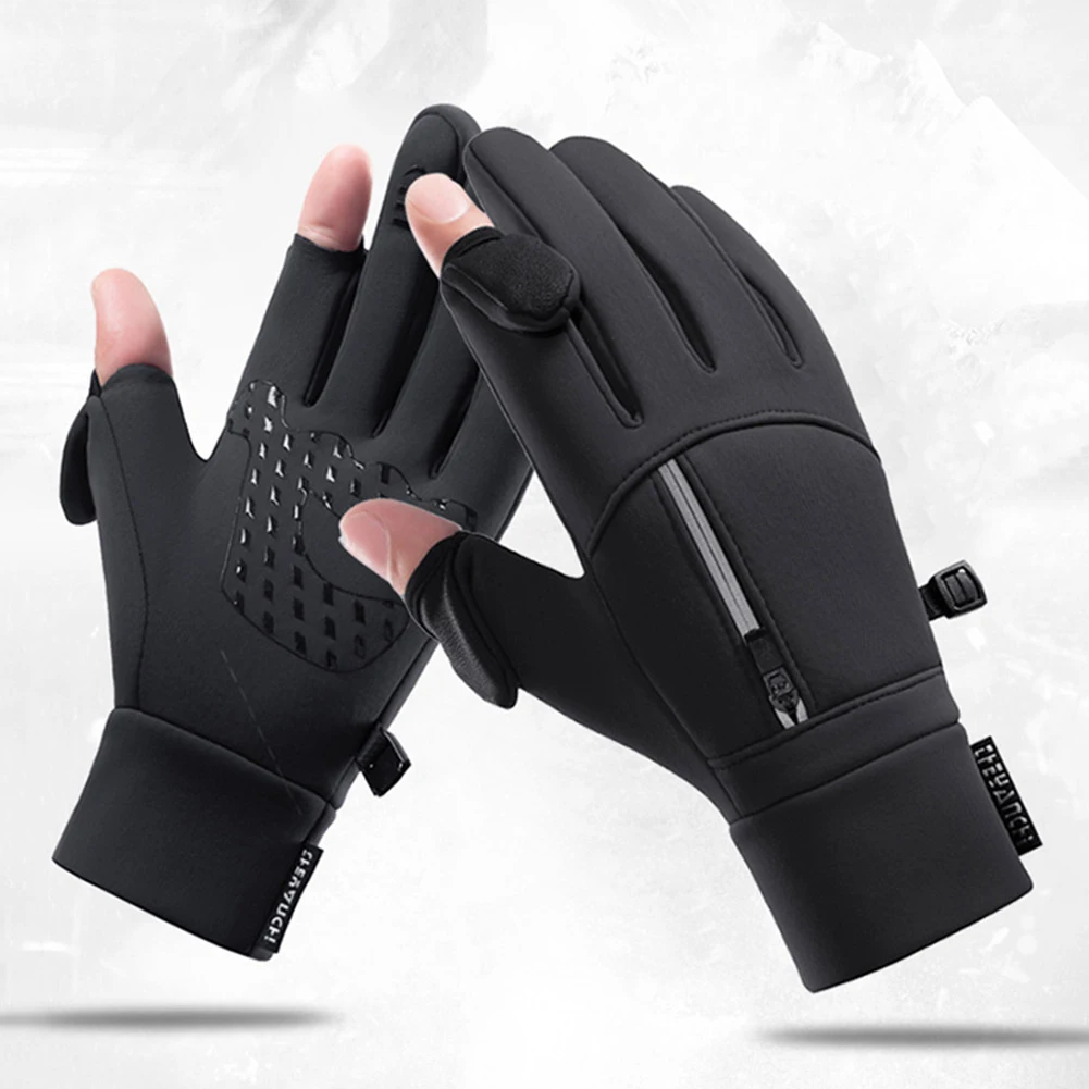 

Зимние перчатки для сенсорного экрана, 2 пальца, флип, для холодной погоды, для вождения, водонепроницаемые, ветрозащитные, для бега, кемпинга, пешего туризма, велоспорта