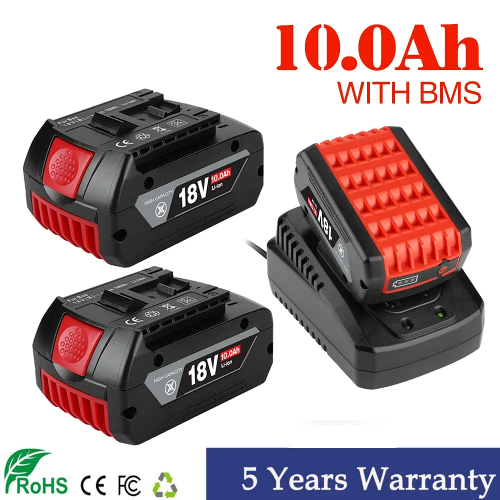 

NEW 18V 10Ah Rechargeable Li-ion Battery For Bosch 18V Power tool Backup 10000mah Portable Replacement BAT609 Indicator light