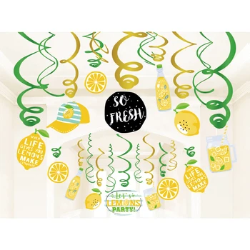 30pcs/set Summer Fresh Fruit Lemonade Hawaii BIRTHDAY Party Lemon Wall Hanging Swirls Backdrops Baby Shower Party Decorations