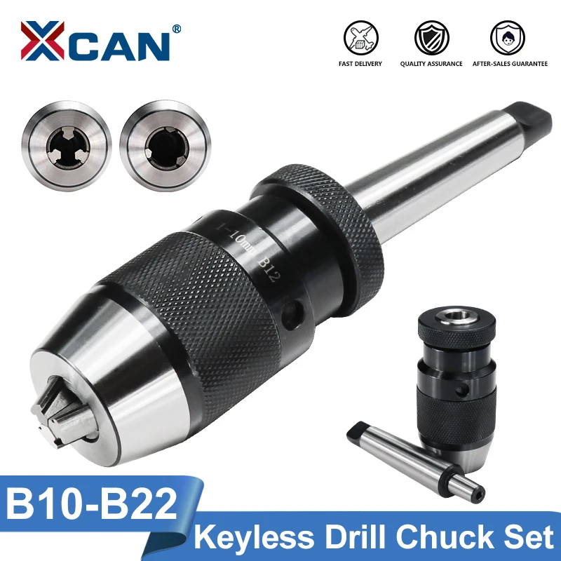 

XCAN Automatic Self-tightening Drill Chuck B10 B12 B16 B18 B22 Morse Taper Shank MT2 Connecting Rod Keyless Drilling Chuck