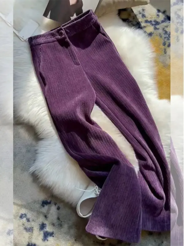 

Purple Corduroy Pants Children's 2024 Autumn High Waist Slim Straight Leg Pants pants women streetwear women