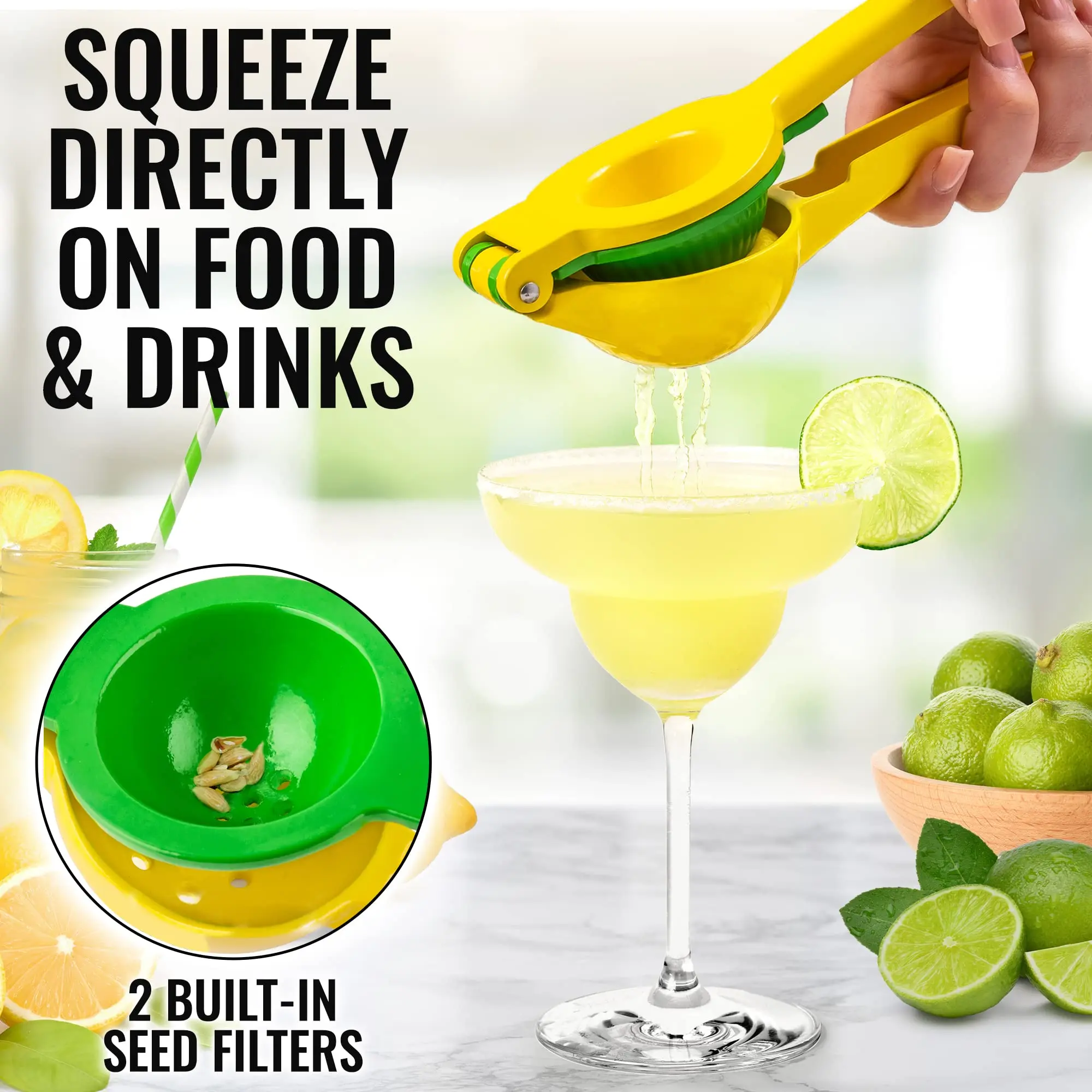 2-In-1 Lemon Lime Squeezer Double Bowl Metal Manual Orange Citrus Press Professional Hand Juicer Kitchen Tools(Yellow /Black)
2-In-1 Lemon Lime Squeezer Double Bowl Metal Manual Orange Citrus Press Professional Hand Juicer Kitchen Tools(Yellow /Black)