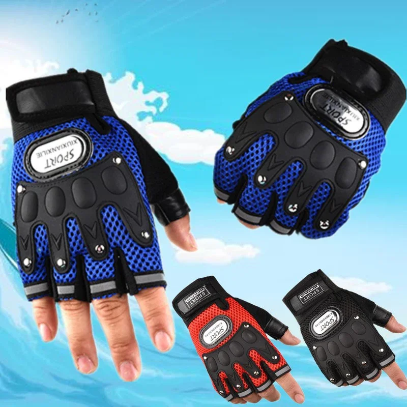 

Мужские и женские перчатки для мотоциклов Велоспорт спорт утечки пальцев силы альпинизм уличная сетка нескользящая износостойкая