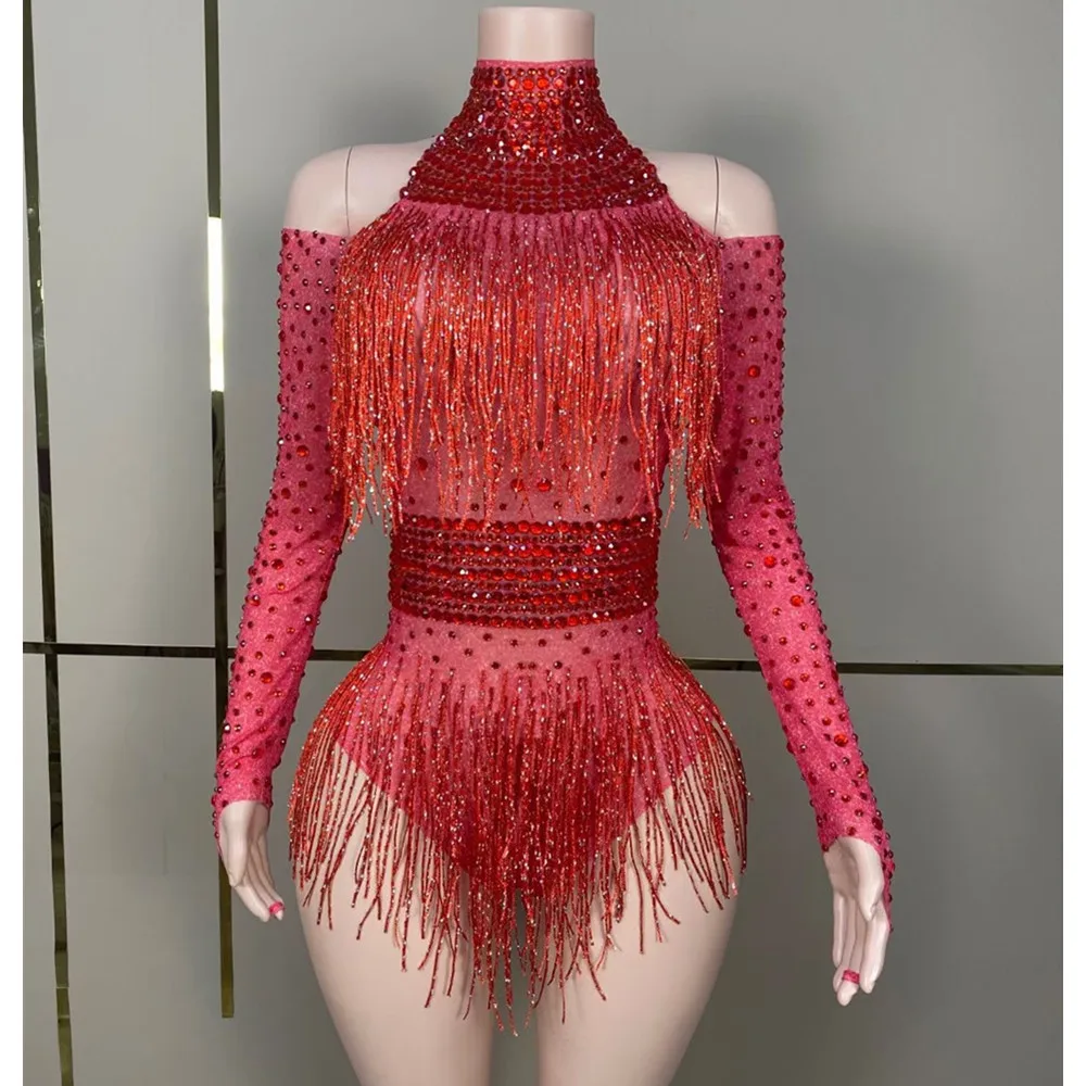 

Fashionable And Sexy Sequin Tassel Jumpsuit Nightclub Bodysuits Costs