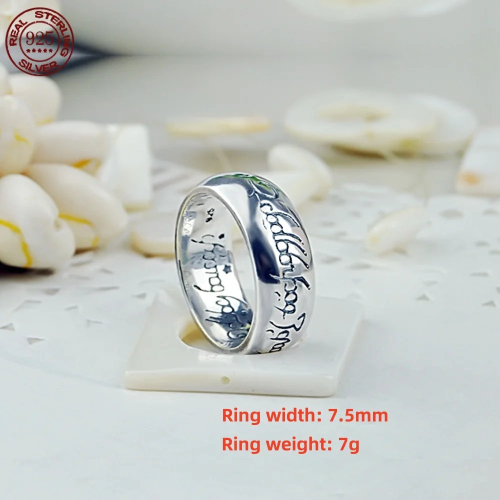 

Bohemian Vintage 925 Sterling Silver Letter Ring Unisex Classic Jewelry Couples Party Club Accessory Free Gift Box Anillo Cincin