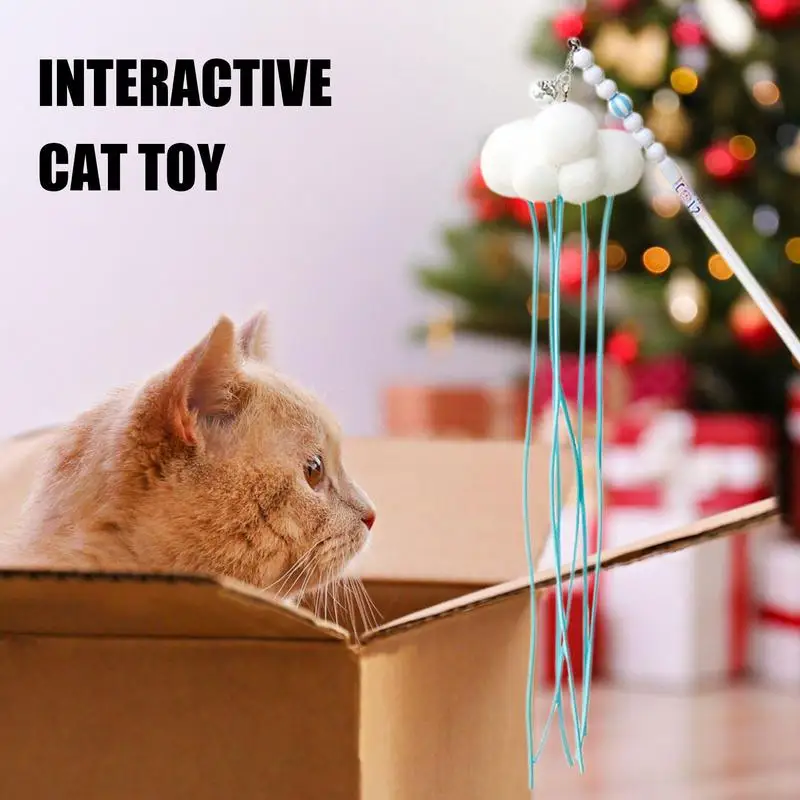 

Cat Wand Toy With Bell And Tassel Pets Interactive Toy Colorful Kitten Ribbons Teaser Wand For Playing Training Bells Cats Toys