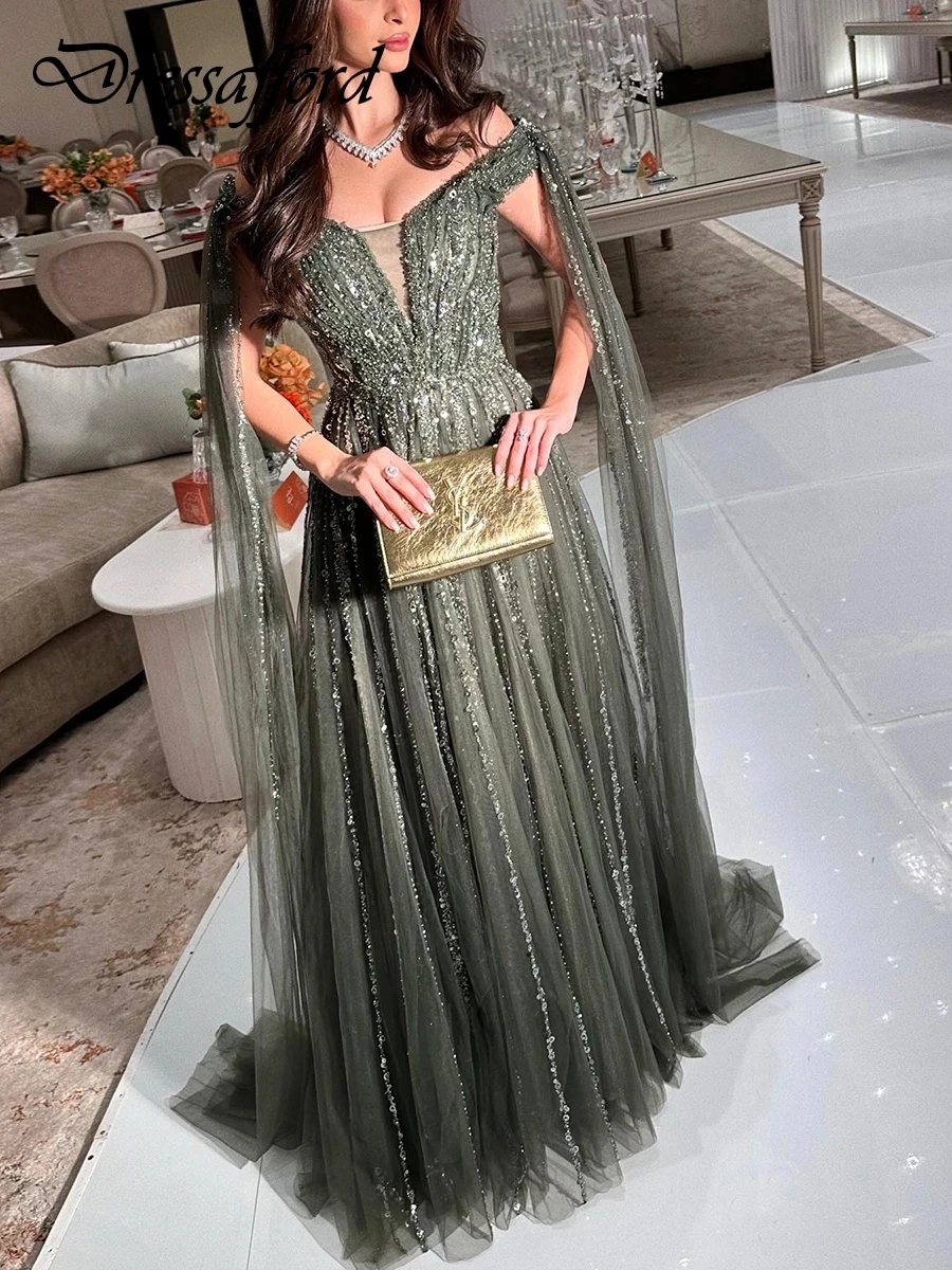 Blackish Green Crystal Beading Dubai A-Line Evening Dresses Off The Shoulder Ribbons Saudi Arabia Formal Party Gowns
Blackish Green Crystal Beading Dubai A-Line Evening Dresses Off The Shoulder Ribbons Saudi Arabia Formal Party Gowns