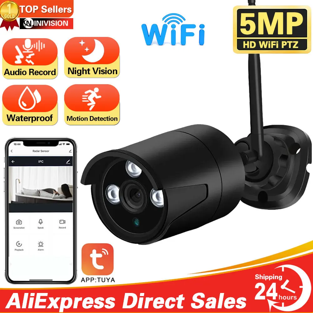 

5MP IP Camera Wifi Outdoor Waterproof Security Surveillance Video Camera Wireless Audio Human Body Detection RtspTuya Smart Life