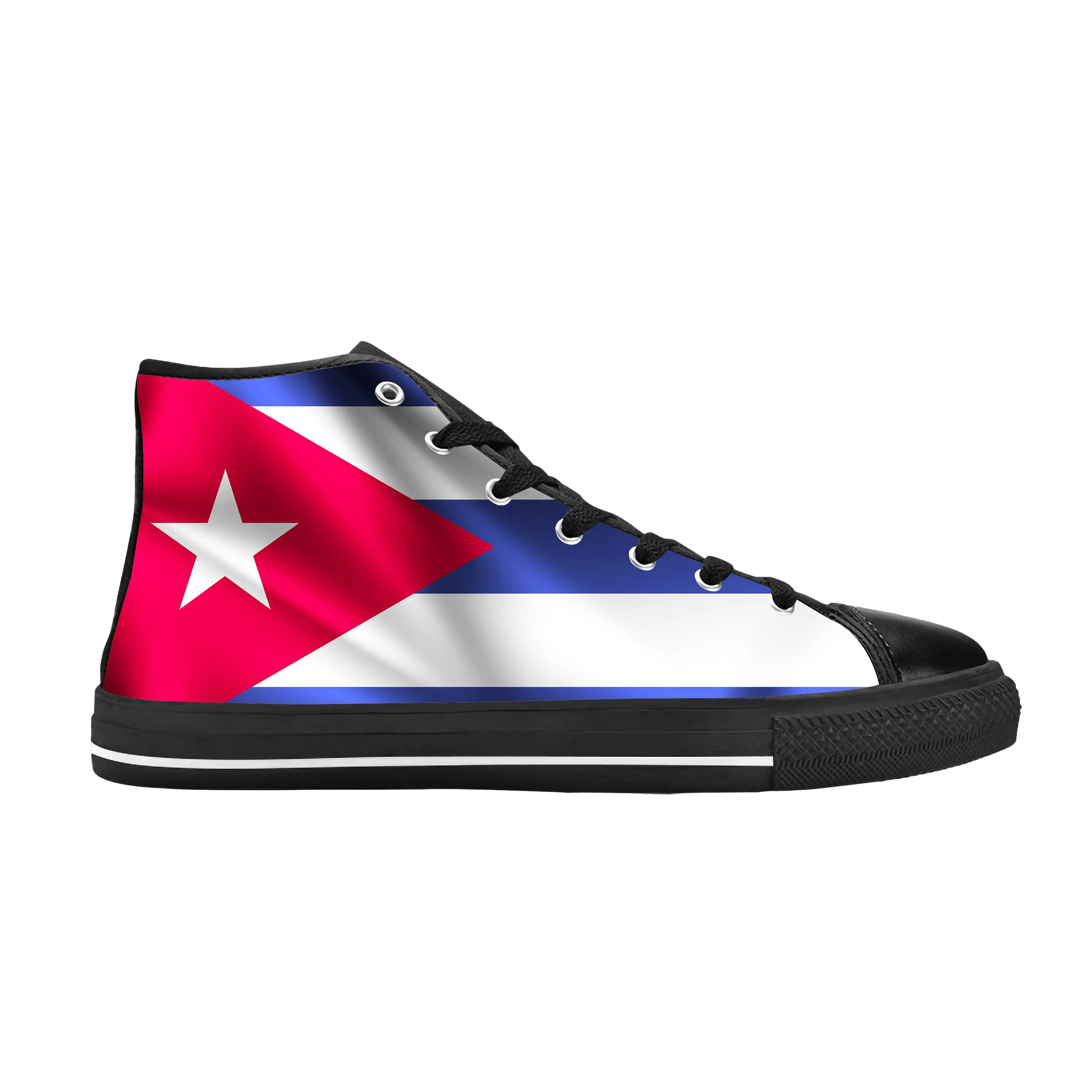 

Hot Cuba Cuban Flag Patriotic Pride Funny Fashion Casual Cloth Shoes High Top Comfortable Breathable 3D Print Men Women Sneakers