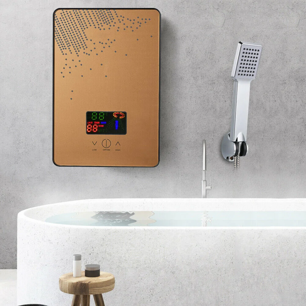 

Instant Electric Tankless Hot Water Heater On Demand LED Screen Whole House Home 110V 4500W Comes with a Shower Spray Head