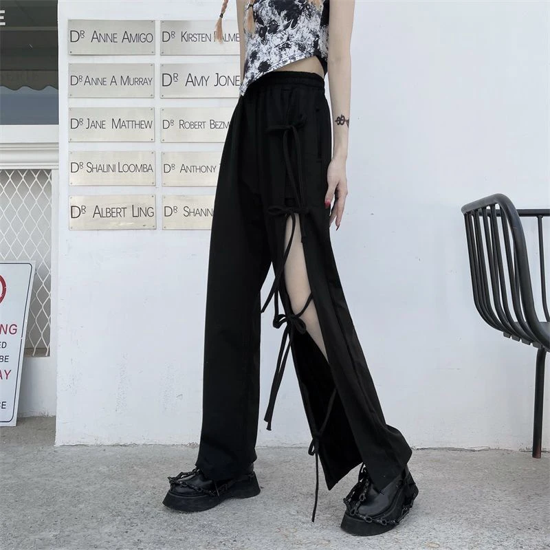 High Waist Women Wide Leg Pants Korean Sexy Hollow Out Bandage Pants Summer Fashion Streetwear Female Loose Trousers
High Waist Women Wide Leg Pants Korean Sexy Hollow Out Bandage Pants Summer Fashion Streetwear Female Loose Trousers