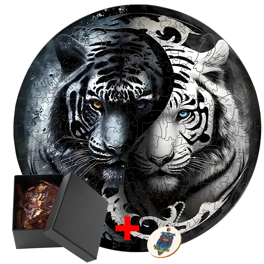 

Yin Yang Tiger Montessori Jigsaw Puzzles Assembly Model Kit Games Puzzle Kids Toys DIY Crafts Kid Puzzl Toy Animal Wood Puzzle