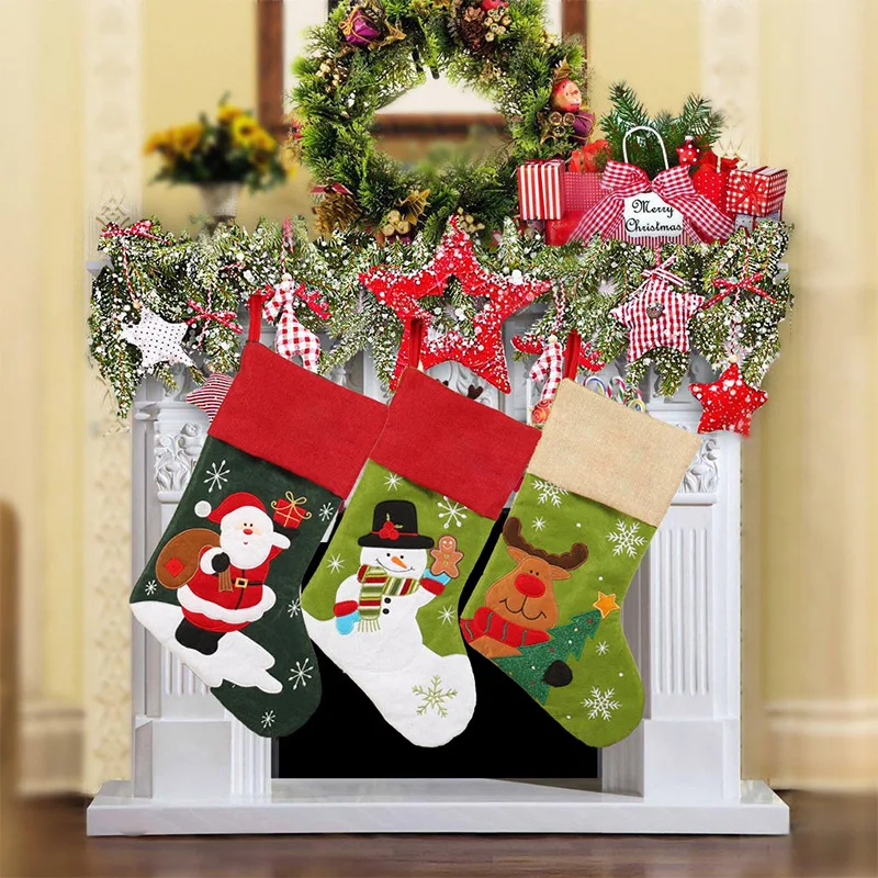 

Фотосумка, льняная ткань с рисунком Санта-Клауса, снеговика, лося, детский Подарочный пакет для конфет, рождественский подарок