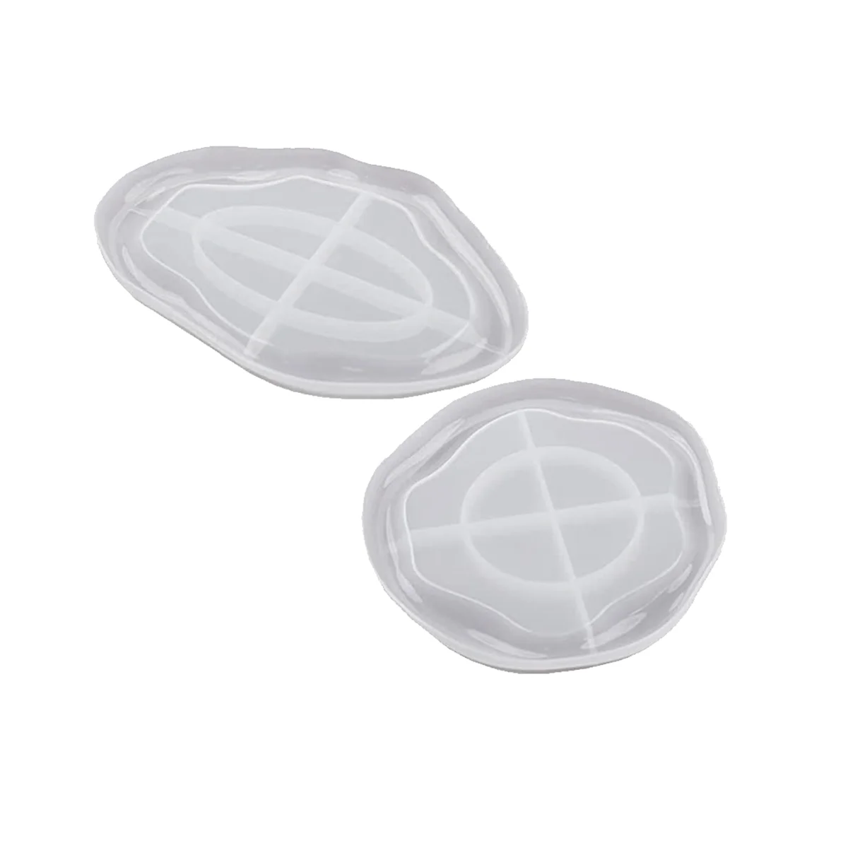

2PC Tray Molds with Edge Oval Round Silicone Molds for Epoxy Resin Cloud Shaped Trinket Tray Jewelry Dish Molds