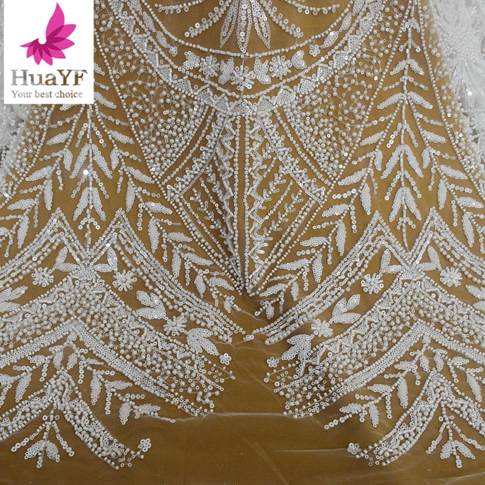 1 Yard French white beads sequin lace bridal wedding embroidered polyester fabric HY2762-4
1 Yard French white beads sequin lace bridal wedding embroidered polyester fabric HY2762-4