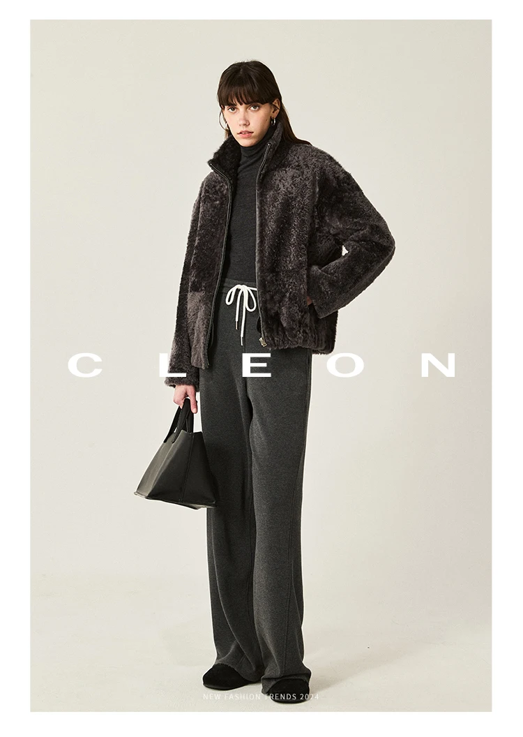 High-end Luxury Lacon Lamb Fur Cropped Winter Jackets for Women 2025 Simple Stand Collar Genuine Leather Real Fur Shearling Coat High-end Luxury Lacon Lamb Fur Cropped Winter Jackets for Women 2025 Simple Stand Collar Genuine Leather Real Fur Shearling Coat