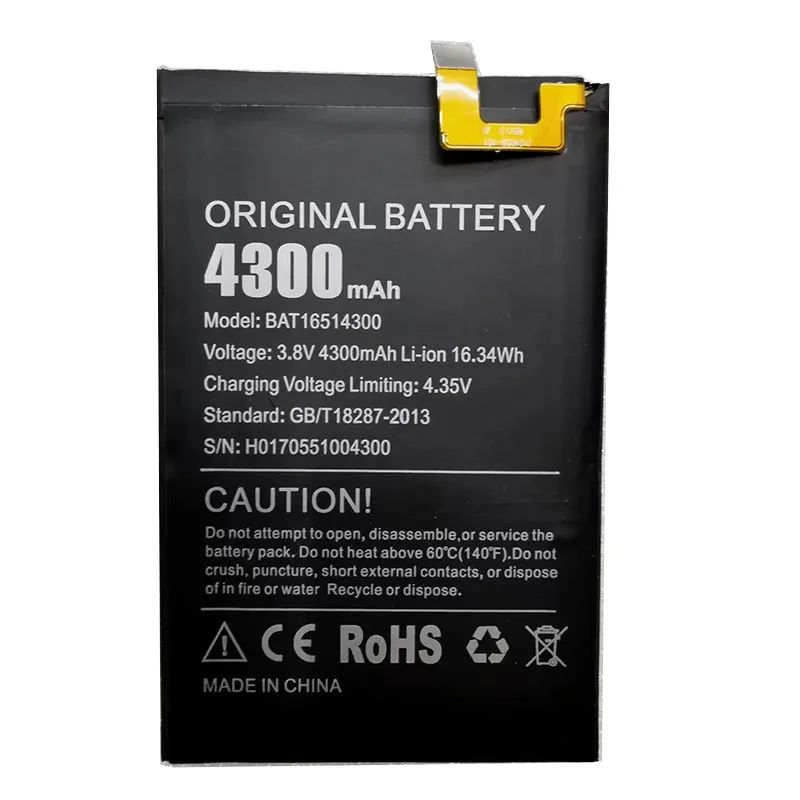 Аккумулятор BAT16514300 5900 мАч для Doogee Y6Max Y6 Max 
Аккумулятор BAT16514300 5900 мАч для Doogee Y6Max Y6 Max