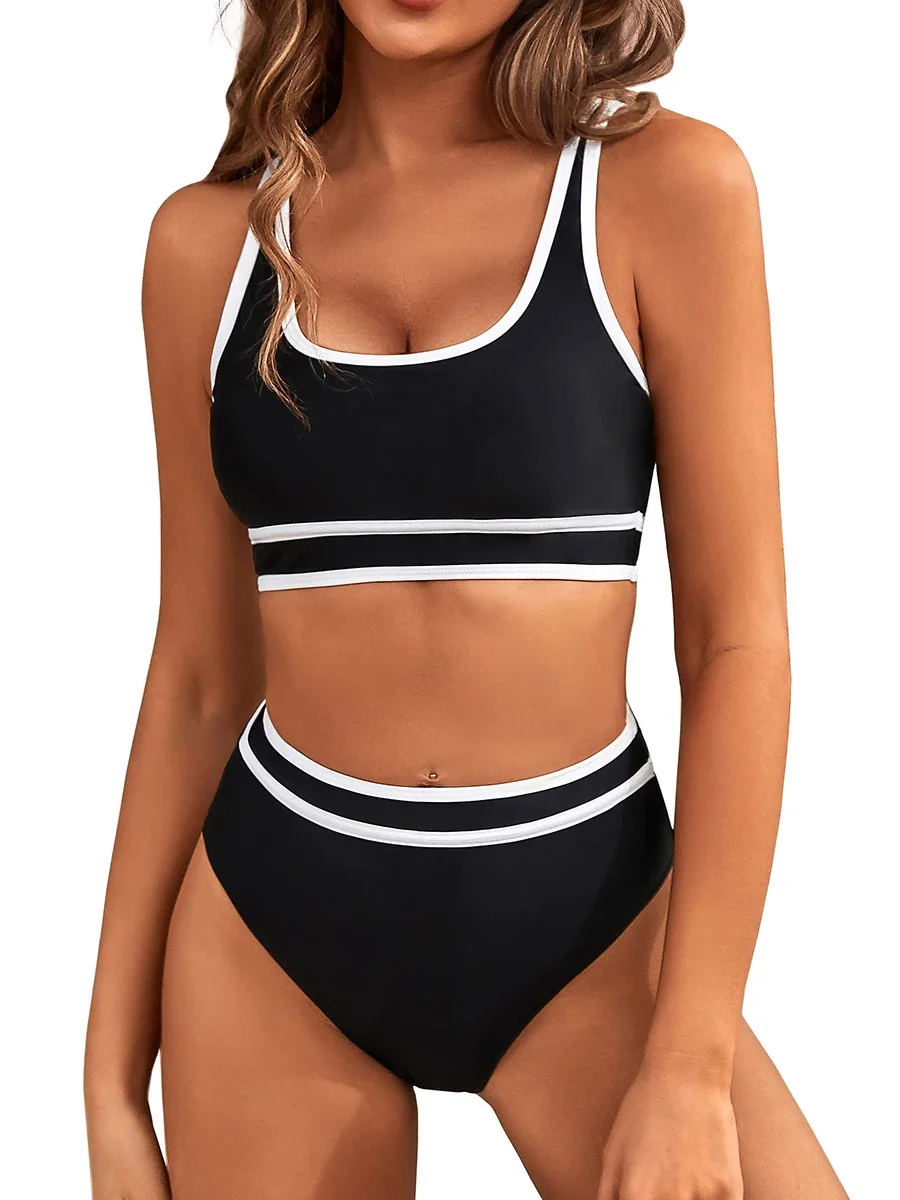 

Female Bikini 2024 Women Swimwear High Waisted Bikinis Sets Sexy Sporty Two Piece Swimsuit Black High Cut Bathing Suit Beachwear