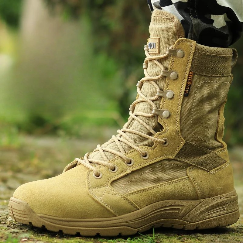 

Popular Outdoor Boots for Men Khaki Military Combat Boots Mens Good Quality Army Combat Boots Man Fashion Tactical Shoe