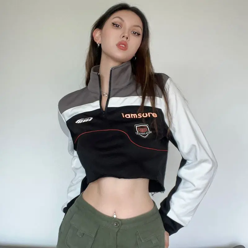 Streetwear Patchwork Crop Sweatshirts Moto&Biker Style Chic Fashion Outfits Stand Collar Harajuku Y2K Racing Tops
Streetwear Patchwork Crop Sweatshirts Moto&Biker Style Chic Fashion Outfits Stand Collar Harajuku Y2K Racing Tops