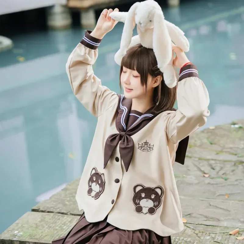 Brown Long Student Sailor Suit Cute Female 2023 Sleeved Tie Bear Pleated Short With Girl Uniform Kawaii Summer
Brown Long Student Sailor Suit Cute Female 2023 Sleeved Tie Bear Pleated Short With Girl Uniform Kawaii Summer