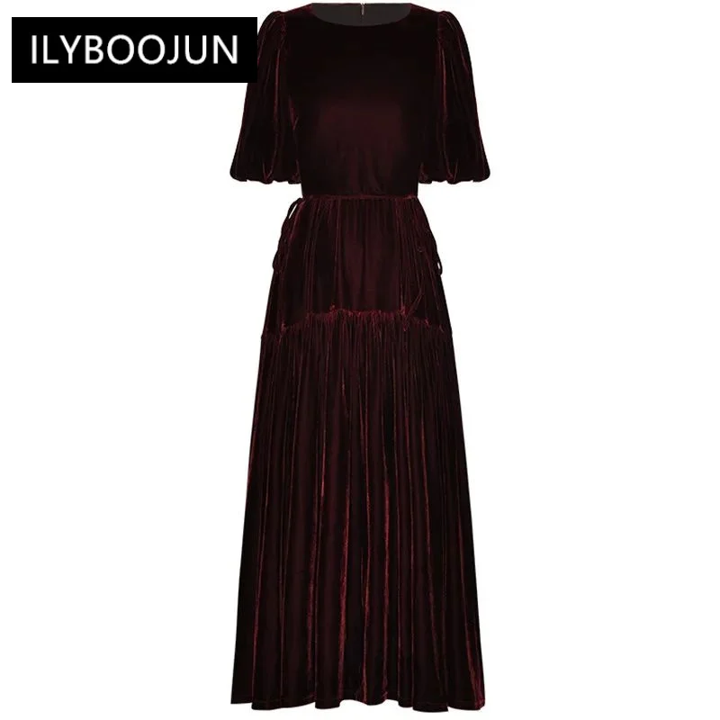 Runway Wine Red Vintage Party Dress Women O-neck Short Sleeve Draw String Gathered Waist Slim Long Dresses For Women 2023 Luxury
Runway Wine Red Vintage Party Dress Women O-neck Short Sleeve Draw String Gathered Waist Slim Long Dresses For Women 2023 Luxury