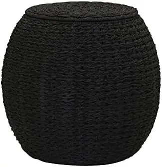 

Round Woven Wicker Basket Side Table with Removable Lid, 17 Inches Wide 19 Inches Tall, White Baskets for flowers Organizers for