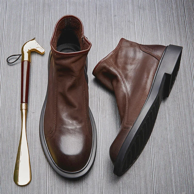 New Trend Men Working Boots Genuine Leather Casual Zip Boots Mens High Quality Cowboy Boots for Man Fashion Men Casual Shoe
New Trend Men Working Boots Genuine Leather Casual Zip Boots Mens High Quality Cowboy Boots for Man Fashion Men Casual Shoe