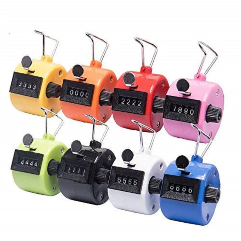 

4 Digit Number Counters Plastic Shell Hand Finger Display Manual Counting Tally Clicker Color Shell Timer Soccer Golf Counter