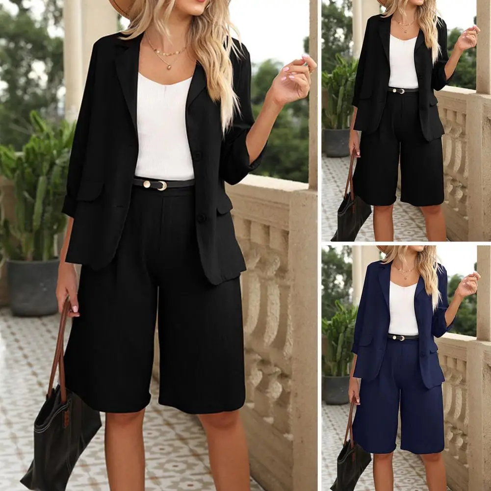 2 Pcs/Set Elegant Two Piece Set Blazer Shorts Suit Double Buttons High Waist Plus Size Lady Coat Shorts Set Daily Wear
2 Pcs/Set Elegant Two Piece Set Blazer Shorts Suit Double Buttons High Waist Plus Size Lady Coat Shorts Set Daily Wear