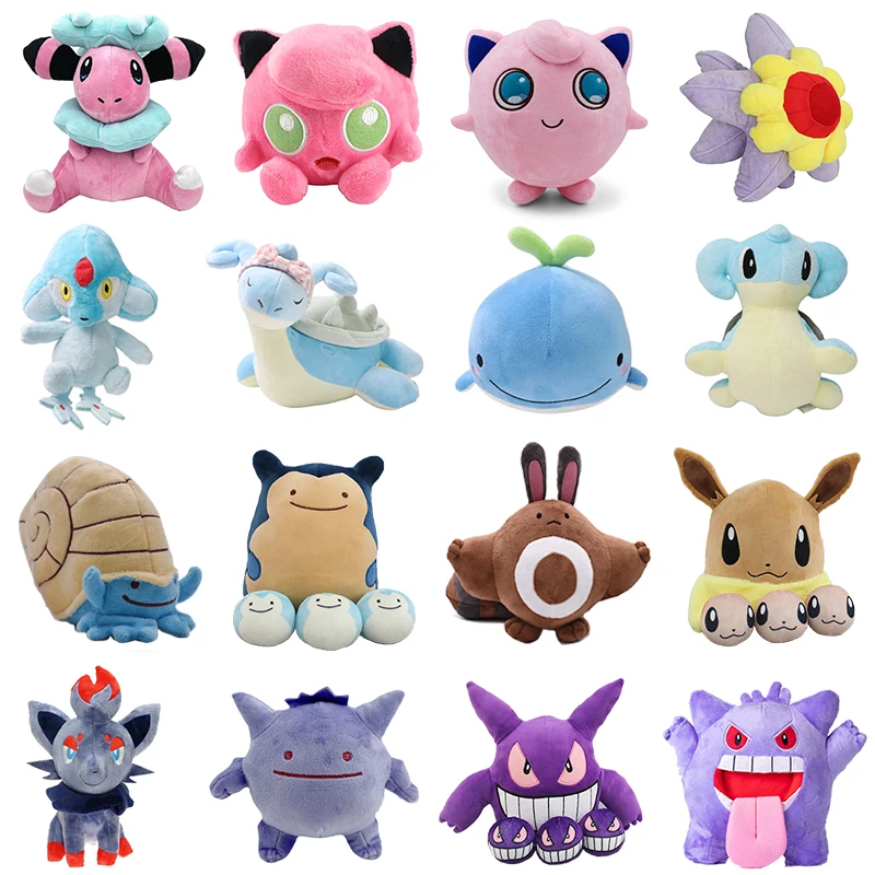 

New Flaaffy Azelf Lapras Pokemon Plush Toys Zorua Gengar Jigglypuff Soft Stuffed Dolls Sentret Wailord Starmie Anime Game Gifts