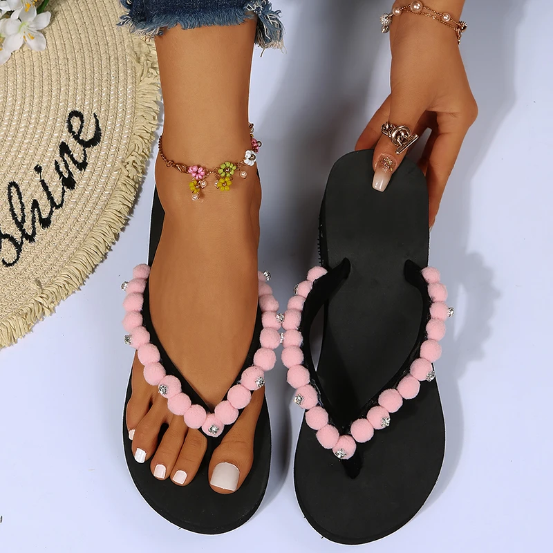 

Women 2024 Fashion Flip Flops Summer Beach Slippers Casual Outside Sandals Ladies Flat Flip-Flop Shoes Leisure Slippers Slide