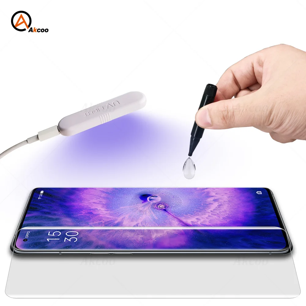 

Akcoo Screen Protector for OPPO Find X5 Pro UV Full Screen Glue Tempered Glass Film for oppo find x5 UV Glass