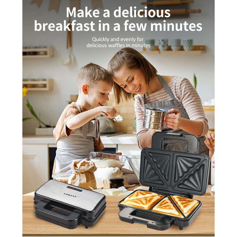 

Electric Sandwich Maker 2 Slices Bread Grill Baking Toaster Oven 220V Kitchen Breakfast Fast Heating Pancake Machine 토스트기 토스터기 빵