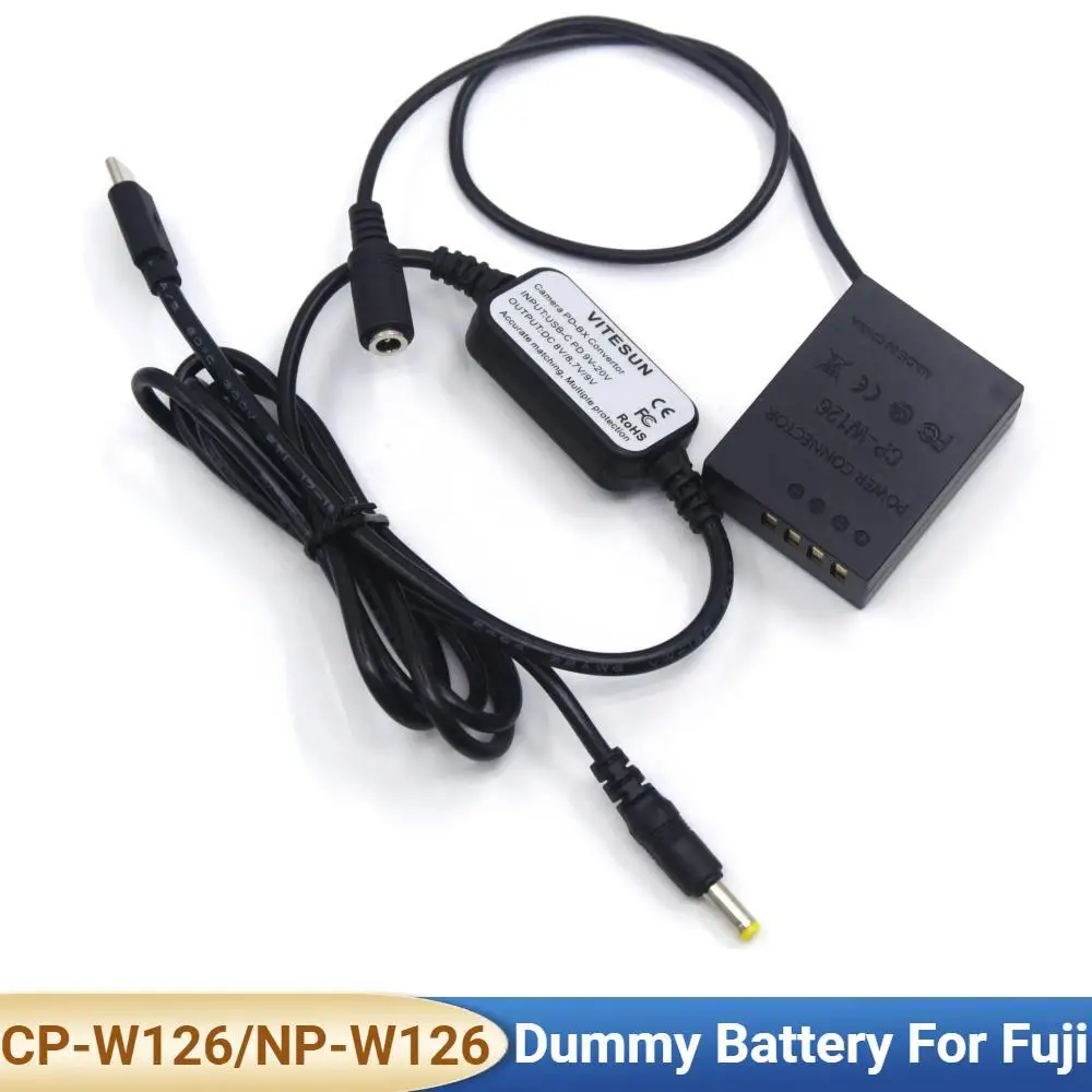 

USB C to DC Jack Cable CP-W126 NP-W126 Dummy Battery for Fuji X-A2 A3 X-E2s X-Pro2 T20 T10 X-T30 X-T1 T2 X-T3 E3 Camera