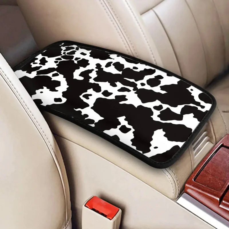 

Center Console Cover Pad for Car Auto Cow Skin Spot Car Armrest Cover Mat Universal Car Interior Cushion Storage Box Cover