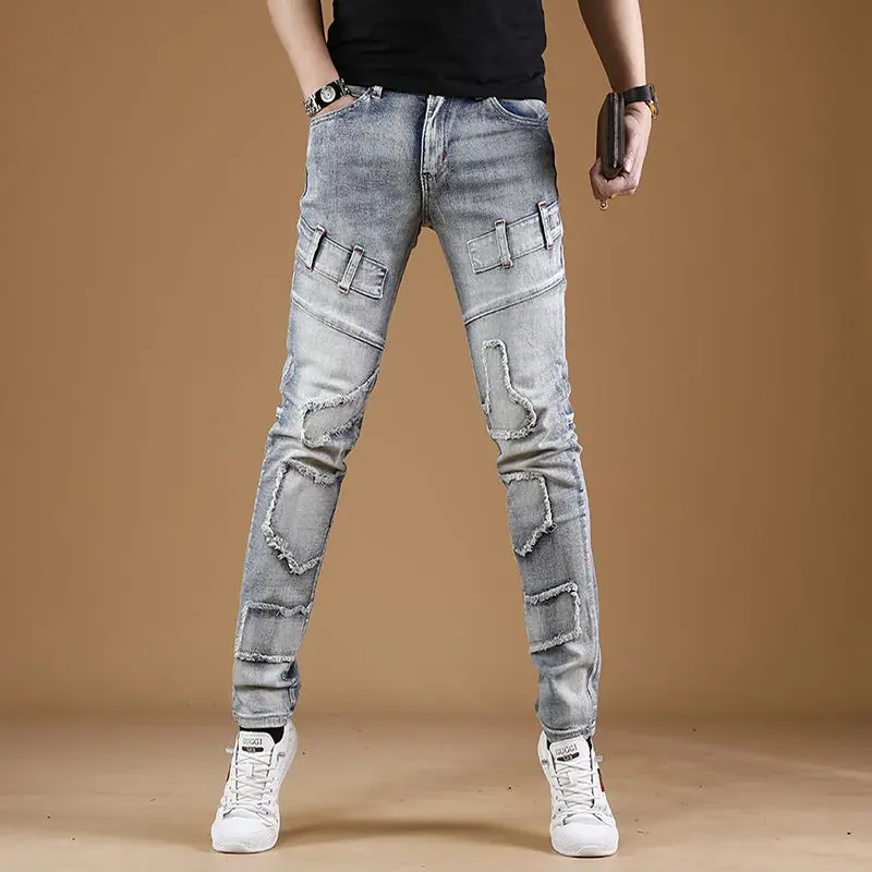 Men’s Light Luxury Street Fashion Moto&Biker Jeans,Wear-proof Retro Style Patchwork Jeans Pants ,Slim-fit Trendy Casual Jeans;
Men’s Light Luxury Street Fashion Moto&Biker Jeans,Wear-proof Retro Style Patchwork Jeans Pants ,Slim-fit Trendy Casual Jeans;