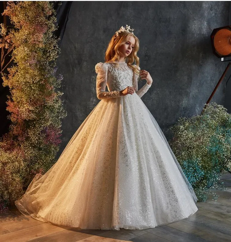 Princess Pageant Gown Flower Girl Dresses Wedding Embroidery Kids Party Prom Dress Custom Made 
Princess Pageant Gown Flower Girl Dresses Wedding Embroidery Kids Party Prom Dress Custom Made
