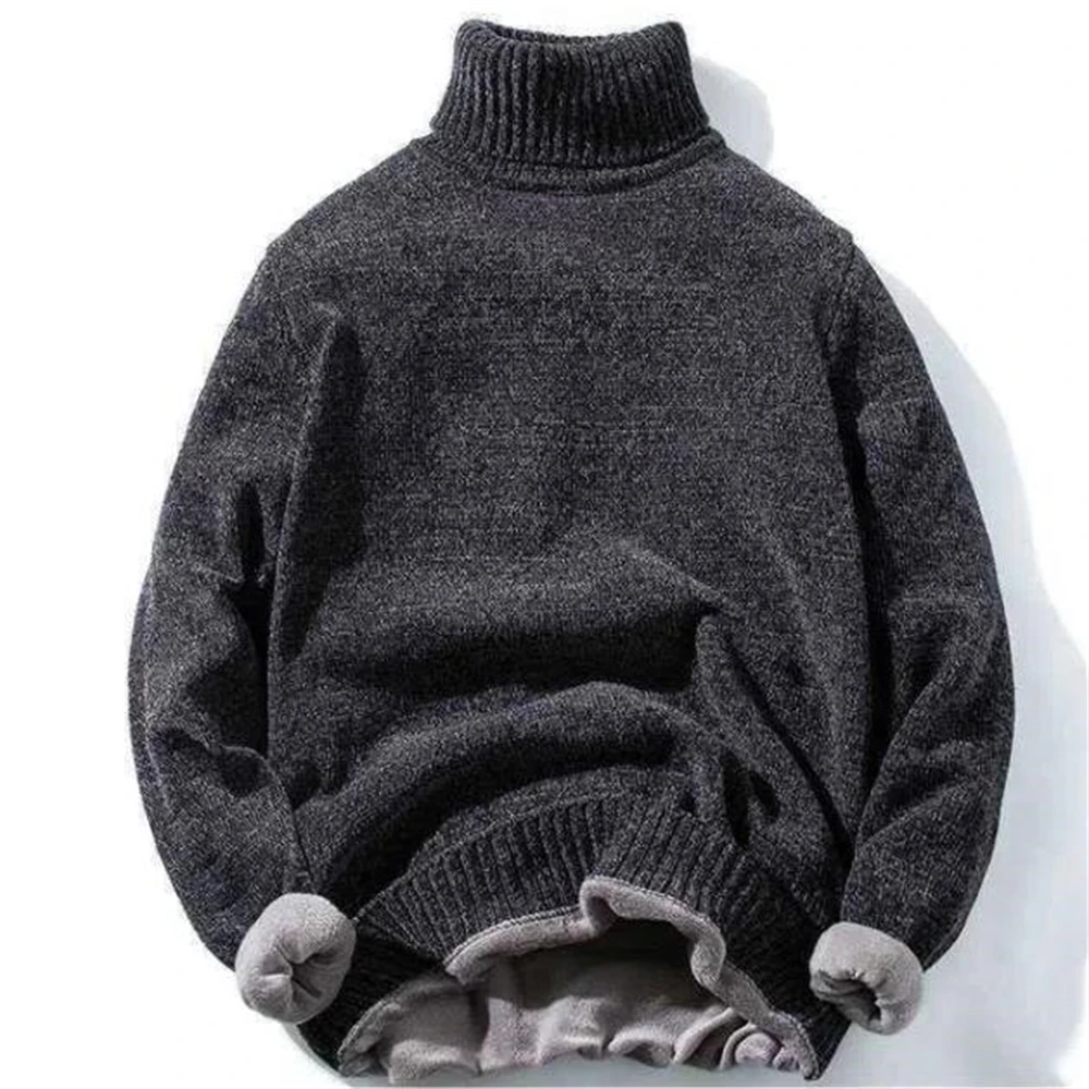 

Мужской осенне-зимний джемпер, бархатный плотный вязаный свитер, Мужской пуловер с длинным рукавом и высоким воротником, Мужская теплая трикотажная одежда с высоким воротником