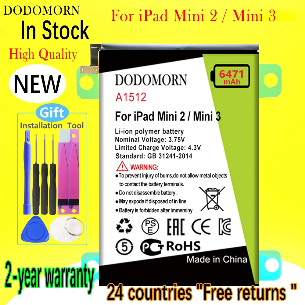DODOMORN Battery For iPad Mini 2 / Mini 3 A1512 A1489 A1490 A1491 A1599 Tablet High Quality +Tracking Number
DODOMORN Battery For iPad Mini 2 / Mini 3 A1512 A1489 A1490 A1491 A1599 Tablet High Quality +Tracking Number