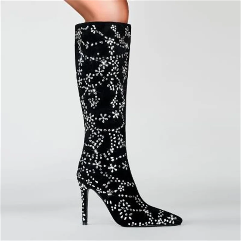 Rhinestones Shoes for Women Pointed Toe Ladies Thin High Heels Diamond Chassure Femme Solid Female Boot Crystal Designers Botas
Rhinestones Shoes for Women Pointed Toe Ladies Thin High Heels Diamond Chassure Femme Solid Female Boot Crystal Designers Botas