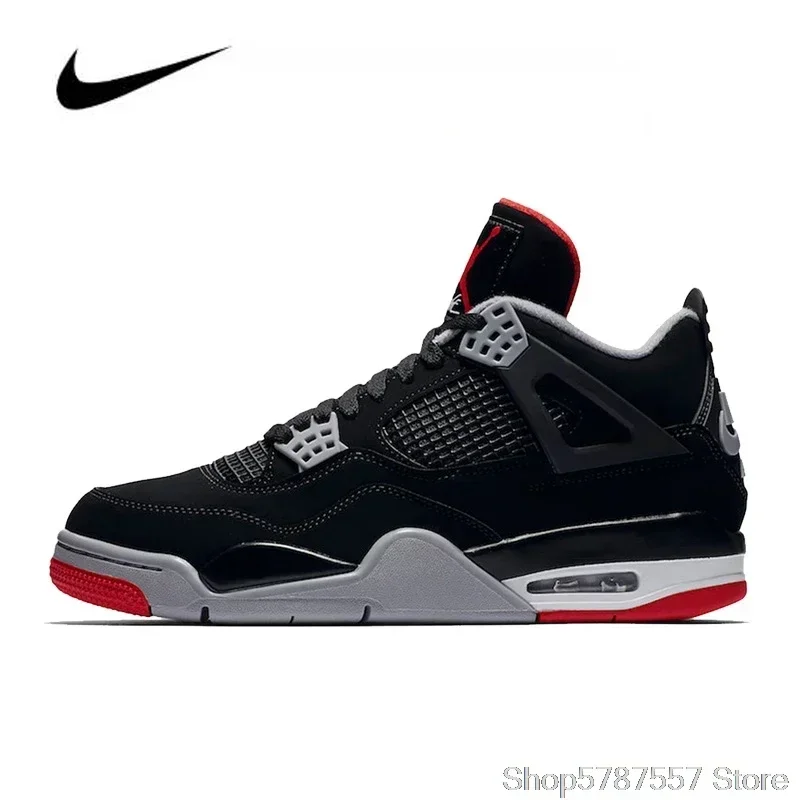 

Nike Air Jordan 4 Retro Bred Men's Basketball Shoes Original High Top Jordan Sneakers Basketball Shoes Men Women 308497-06