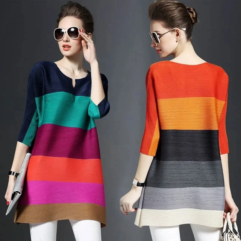 Women's Summer Dress Spring Summer Fashion Wild Half-sleeved Color Matching Dress Female Elegant Short Rainbow Vestidos Mujer
Women's Summer Dress Spring Summer Fashion Wild Half-sleeved Color Matching Dress Female Elegant Short Rainbow Vestidos Mujer