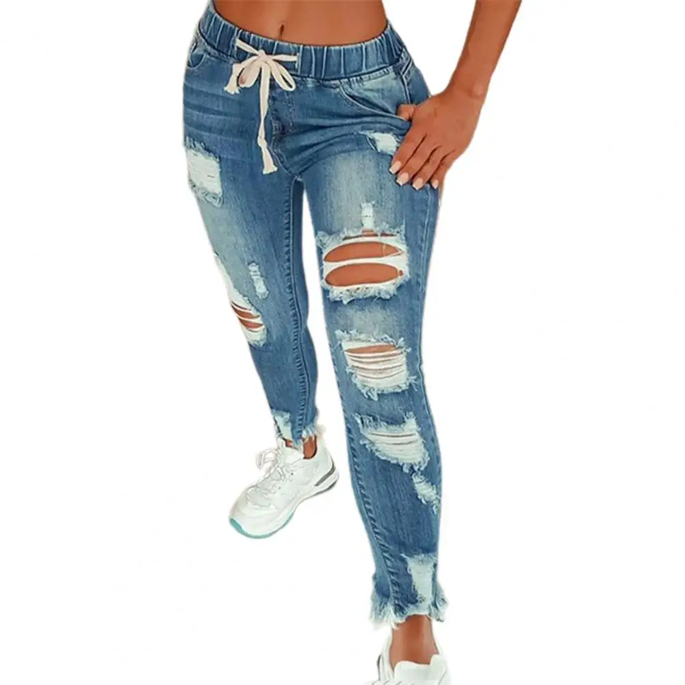 Fashion Women Elastic Drawstring Holes Long Jeans Trouser Dating Streetwear Denim Jeans Female Stretch Slim Pencil Pants 청바지
Fashion Women Elastic Drawstring Holes Long Jeans Trouser Dating Streetwear Denim Jeans Female Stretch Slim Pencil Pants 청바지