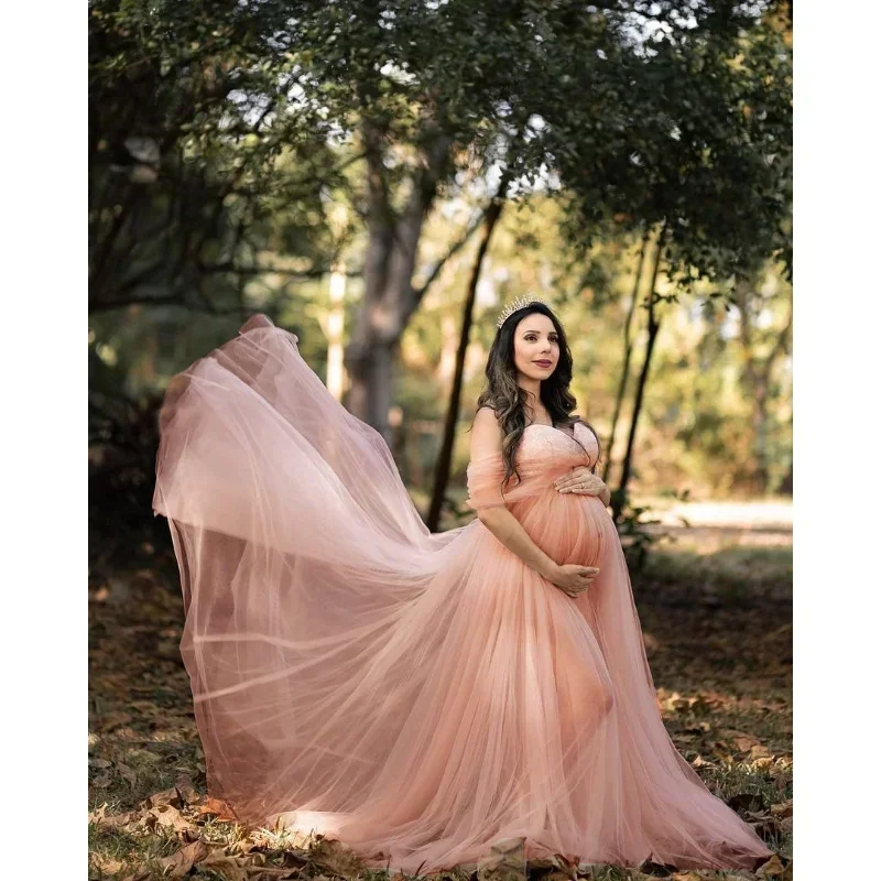 

Off Shoulder Lace Maternity Dress for Photoshoot Pregnancy Dresses Pregnant Women's Gown Photography Props Photo Shoot