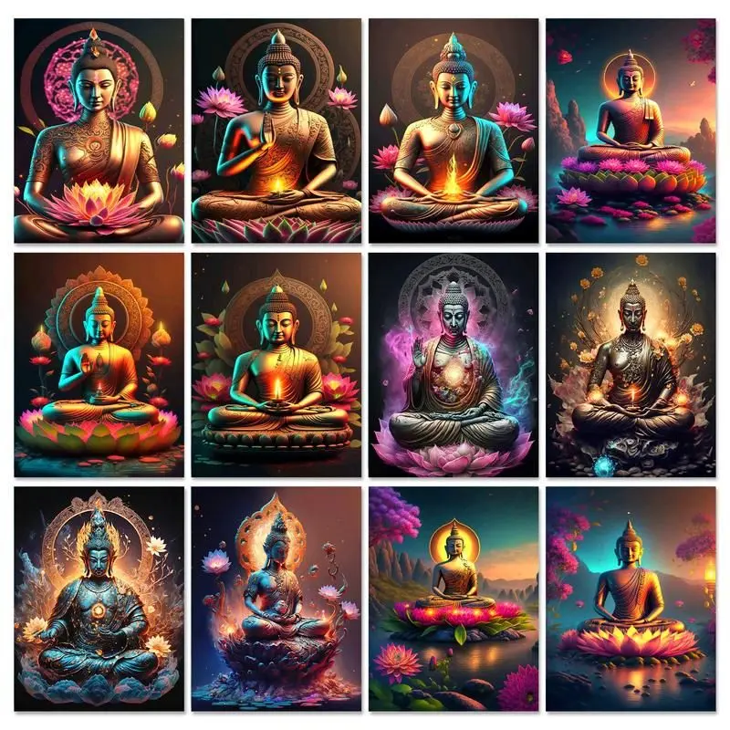 

GATYZTORY 40x50cm Diy Pictures By Numbers Kits For Adults Handpainted Buddha Oil Painting By Number Mordern Home Wall Decor